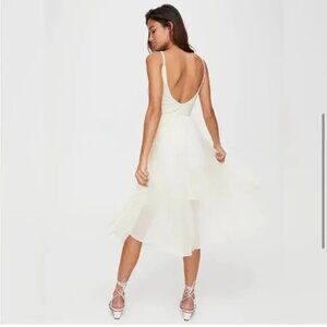 Aritzia Wilfred Daphnee Pleated Skirt Midi Dress White Size Large